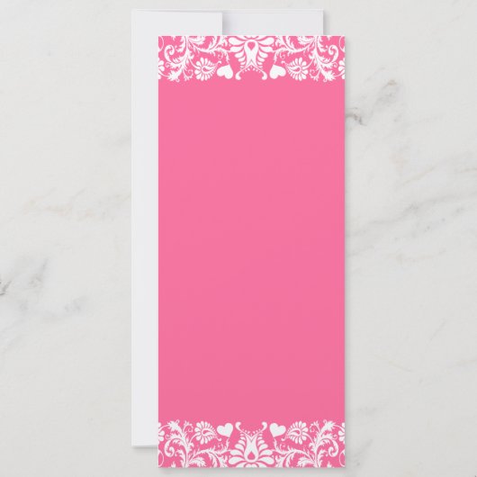 Roze uitnodiging tot het huwelijk van Damask (Achterkant)