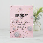 Roze uitnodiging van Birthday (Staand voorkant)