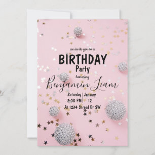 Roze uitnodiging van Birthday