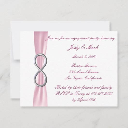 Roze uitnodiging van de Infinity Engagement Party (Voorkant)