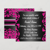 Roze uitnodiging van de Zwarte en Witte Dag (Voorkant / Achterkant)