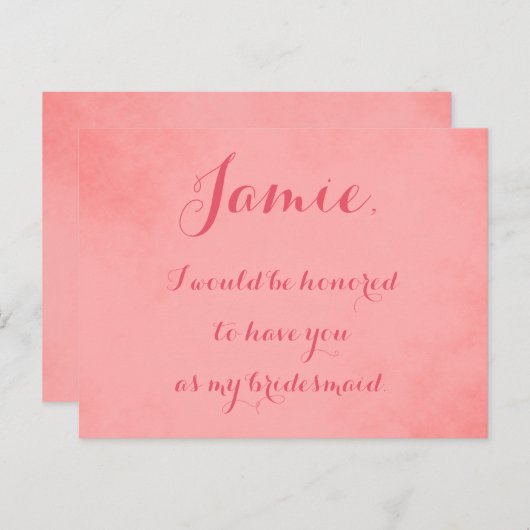 Roze uitnodiging van het Parchment bridesmaid (Voorkant / Achterkant)