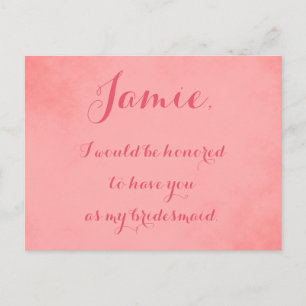 Roze uitnodiging van het Parchment bridesmaid Briefkaart