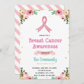 Roze uitnodiging voor borstkanker (Voorkant / Achterkant)