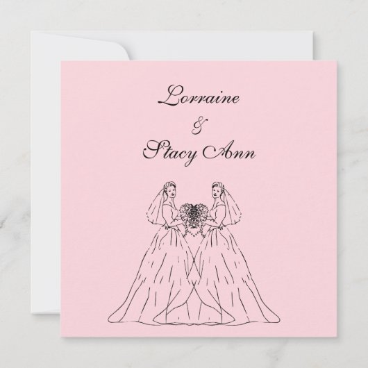 Roze uitnodiging voor het huwelijk van lesbiennes (Achterkant)
