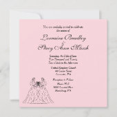 Roze uitnodiging voor het huwelijk van lesbiennes (Voorkant)