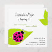 Roze uitnodiging voor het plein van het Ladybug (Voorkant / Achterkant)