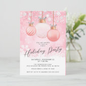 Roze uitnodiging voor kerstfeestdagen (Staand voorkant)