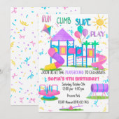 Roze uitnodiging voor speelgoedmeisjes (Voorkant / Achterkant)