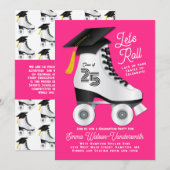 Roze uitnodigingsproze van de GraduPartij van het  Kaart (Voorkant / Achterkant)