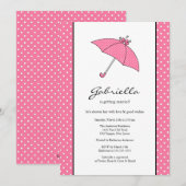 Roze Umbrella Bridal Shower Invitation Kaart (Voorkant / Achterkant)