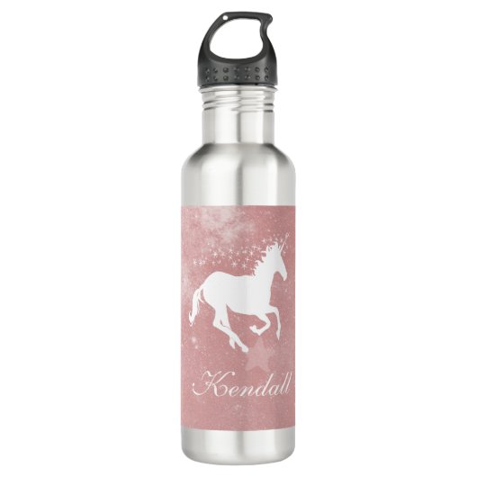 Roze Unicorn - Aangepast Waterfles (Voorkant)