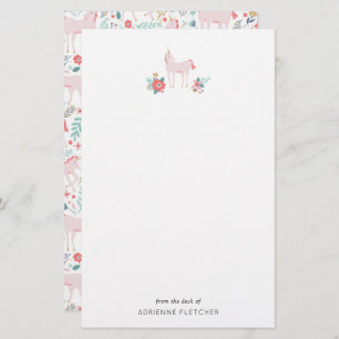 Roze Unicorn - aangepaste artikelen Briefpapier