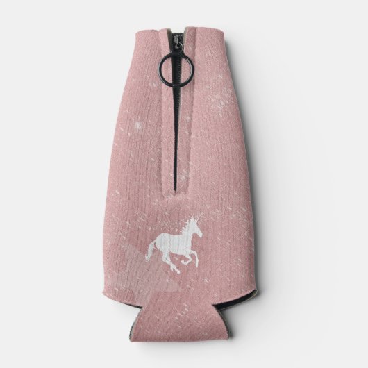 Roze Unicorn - Aangepaste flessenkoeler Flesjeskoeler (Achterkant)