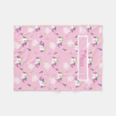 Roze Unicorn Baby Fleece Deken (Voorkant (Horizontaal))