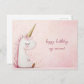 Roze Unicorn Birthday Briefkaart (Voorkant / Achterkant)