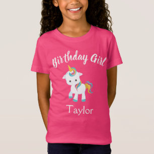 roze Unicorn Birthday Girl T-shirt