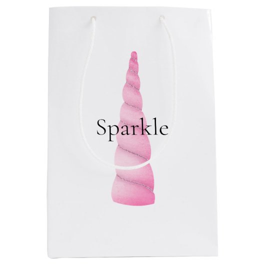 Roze Unicorn Birthday Medium Cadeauzakje (Voorkant)