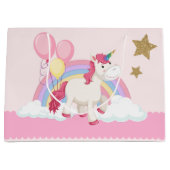 Roze Unicorn Birthday Party Groot Cadeauzakje (Voorkant)