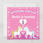 Roze Unicorn Birthday Uitnodiging (Voorkant)