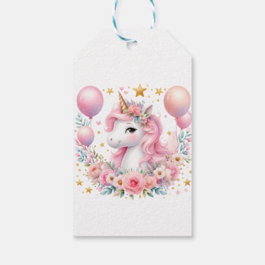 Roze Unicorn Cadeaulabel (Achterkant)