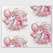 Roze Unicorn Cadeaupapier (Vlak)