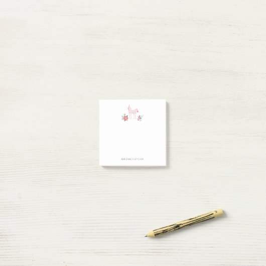 Roze Unicorn Custom Post-it® Notes (Op bureau)