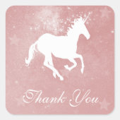 Roze Unicorn Dank je Stickers (Voorkant)