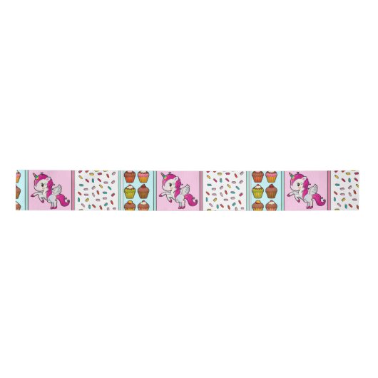 Roze Unicorn en Sprinkles Birthday Ribbon Lint (Voorkant)