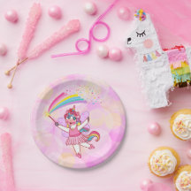 Roze Unicorn Fairy Princess Paper Borden