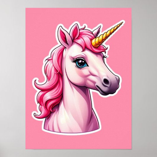Roze Unicorn Fantasy Poster (Voorkant)