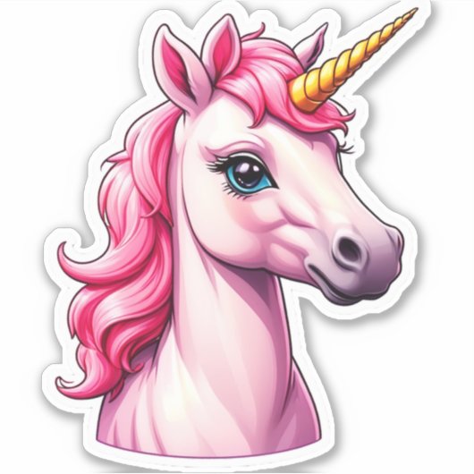 Roze Unicorn Fantasy Sticker (Voorkant)