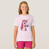 Roze Unicorn Fantasy T-shirt (Voorkant volledig)