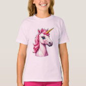 Roze Unicorn Fantasy T-shirt (Voorkant)