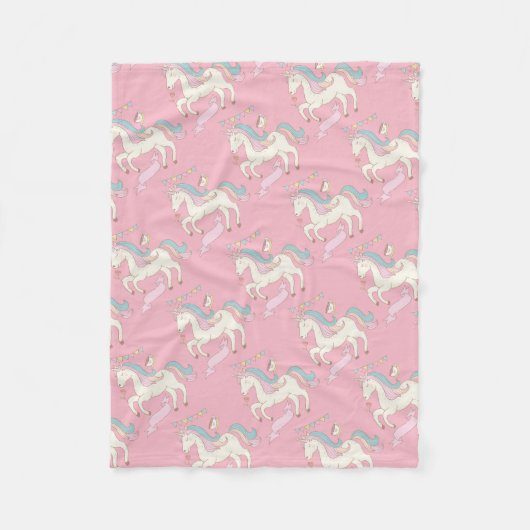 Roze Unicorn Fleece Deken (Voorkant)