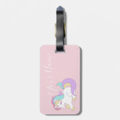  roze Unicorn | Jouw naam hier | BAGAGELABEL (Achterkant verticaal)
