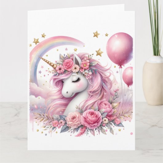 Roze Unicorn Kaart (Voorkant)