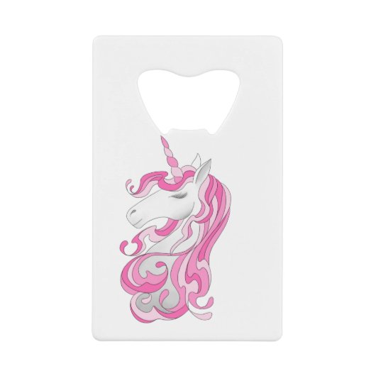 Roze Unicorn Kredietkaart Flessenopener (Voorkant)