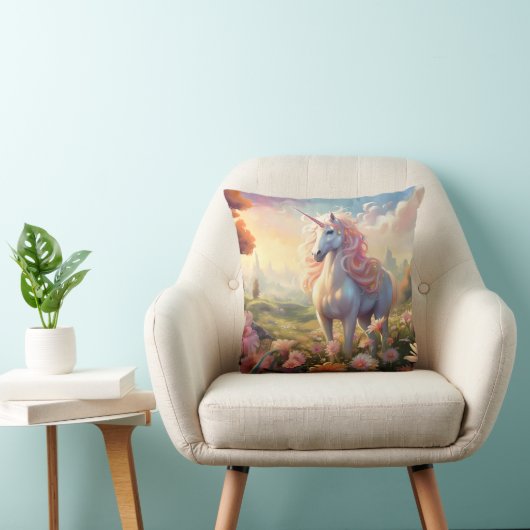 Roze Unicorn Kussen (Stoel)