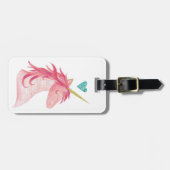 Roze Unicorn Magic met hart Bagagelabel (Voorkant horizontaal)