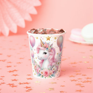 Roze Unicorn Papieren Bekers