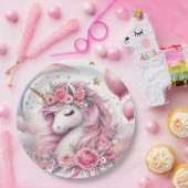 Roze Unicorn Papieren Bordje (Feest)