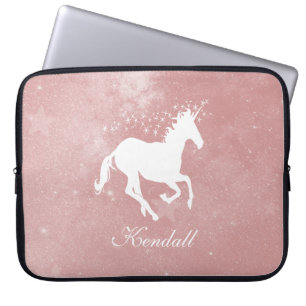 Roze Unicorn persoonlijke laptophoes Laptop Sleeve