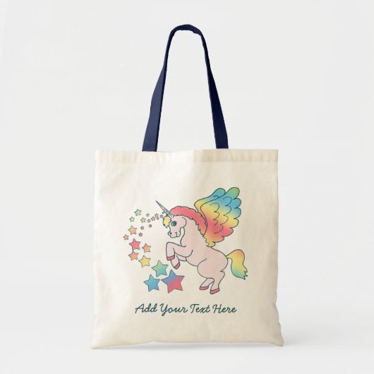Roze Unicorn Rainbow Star Tote Bag (Voorkant)