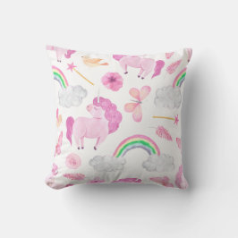 Roze Unicorn Rainbows Girly Magical Butterflies Kussen