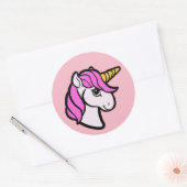 Roze Unicorn Ronde Sticker (Envelop)
