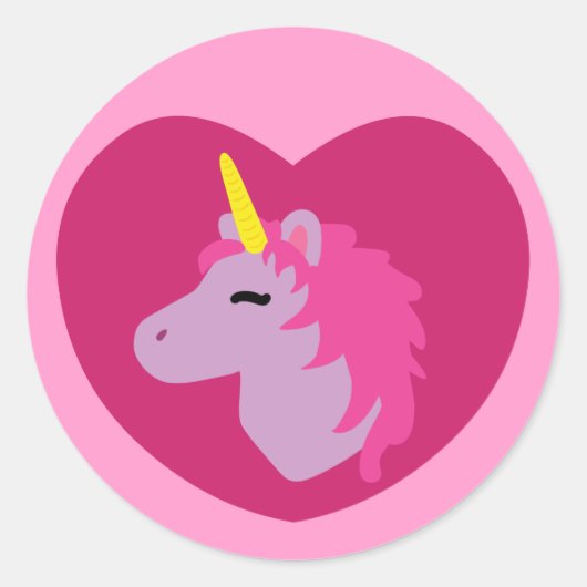 Roze Unicorn Ronde Sticker (Voorkant)