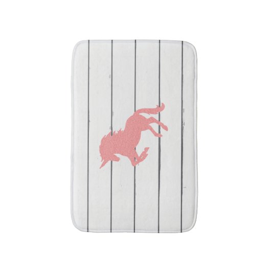 Roze Unicorn Shiplap Rustic Wood Bath Mat (Voorkant Verticaal)