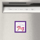 Roze Unicorn Square Magnet Magneet (Insitu (Vaatwasser))