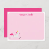 Roze Unicorn Stationery Notitiekaartje (Voorkant / Achterkant)